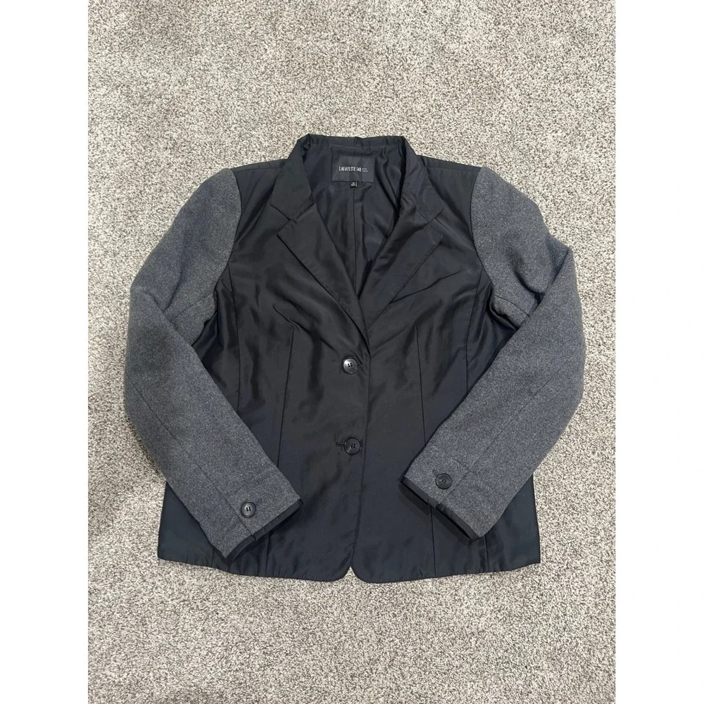 Lafayette 148 New York Convertible Wool Blend Blazer Vest Grey Black Size 14
